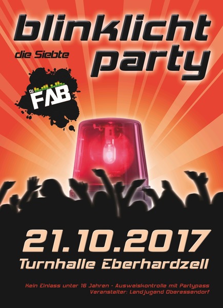 Party Flyer: Blinklichtparty 2017 am 21.10.2017 in Eberhardzell